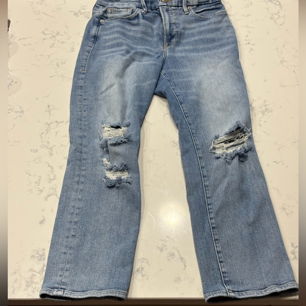 Good American Distressed Straight Jeans Size 6/28